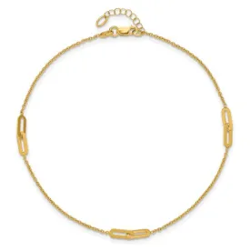 10K Yellow Gold Adjustable Paperclip Station Anklet