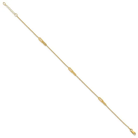 10K Yellow Gold Adjustable Paperclip Station Anklet