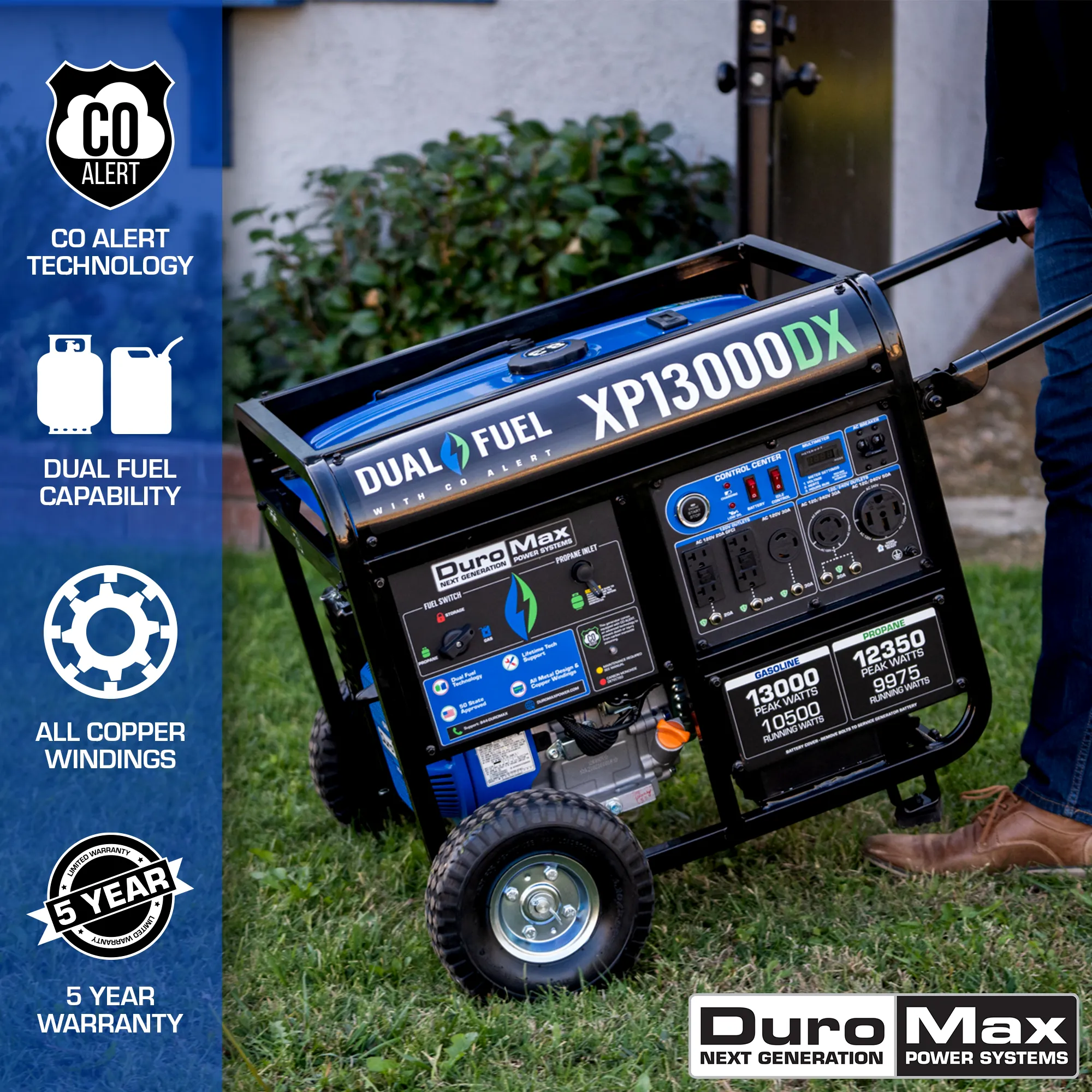 13,000 Watt Dual Fuel Portable Generator w/ CO Alert