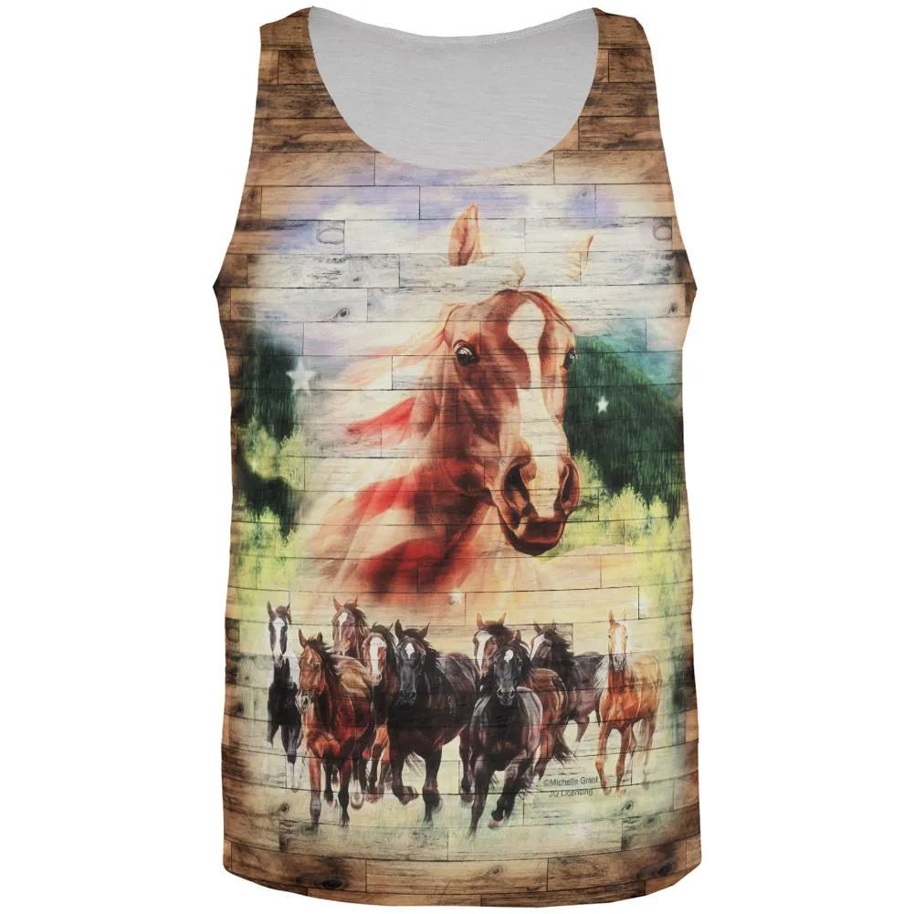 4th of July Wild Horse Mustang Patriot All Over Mens Tank Top