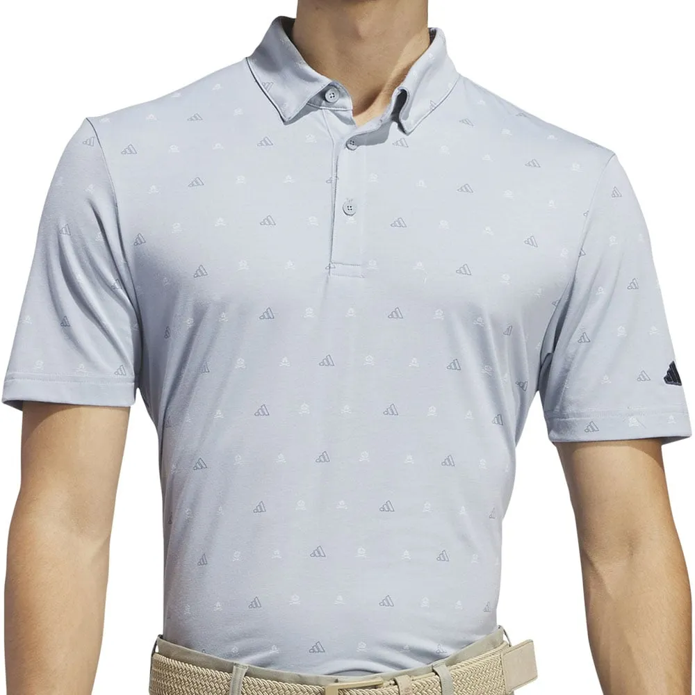 adidas Go-To Print 2 Polo Shirt - Light Grey