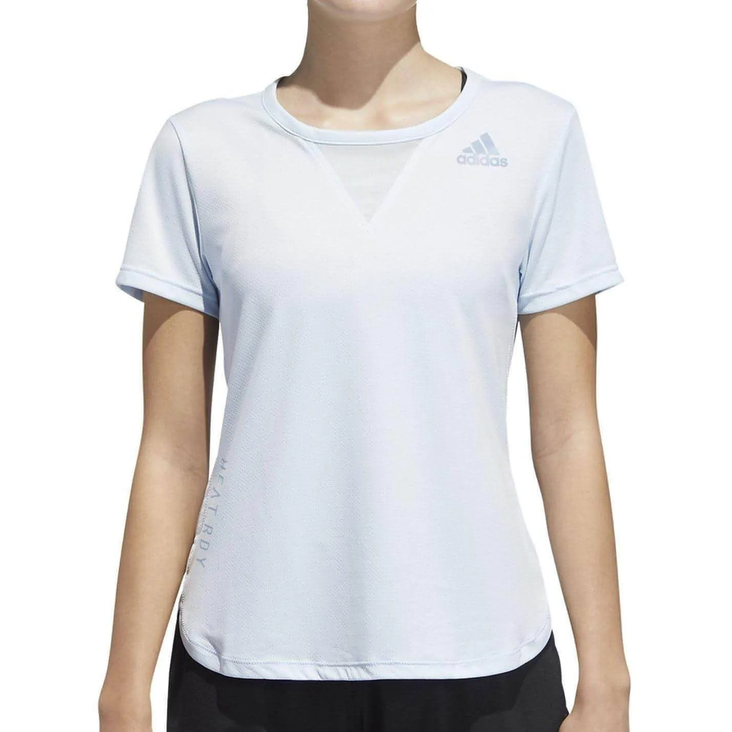 adidas HEAT.RDY 3 Stripes Short Sleeve Womens Training Top - Blue