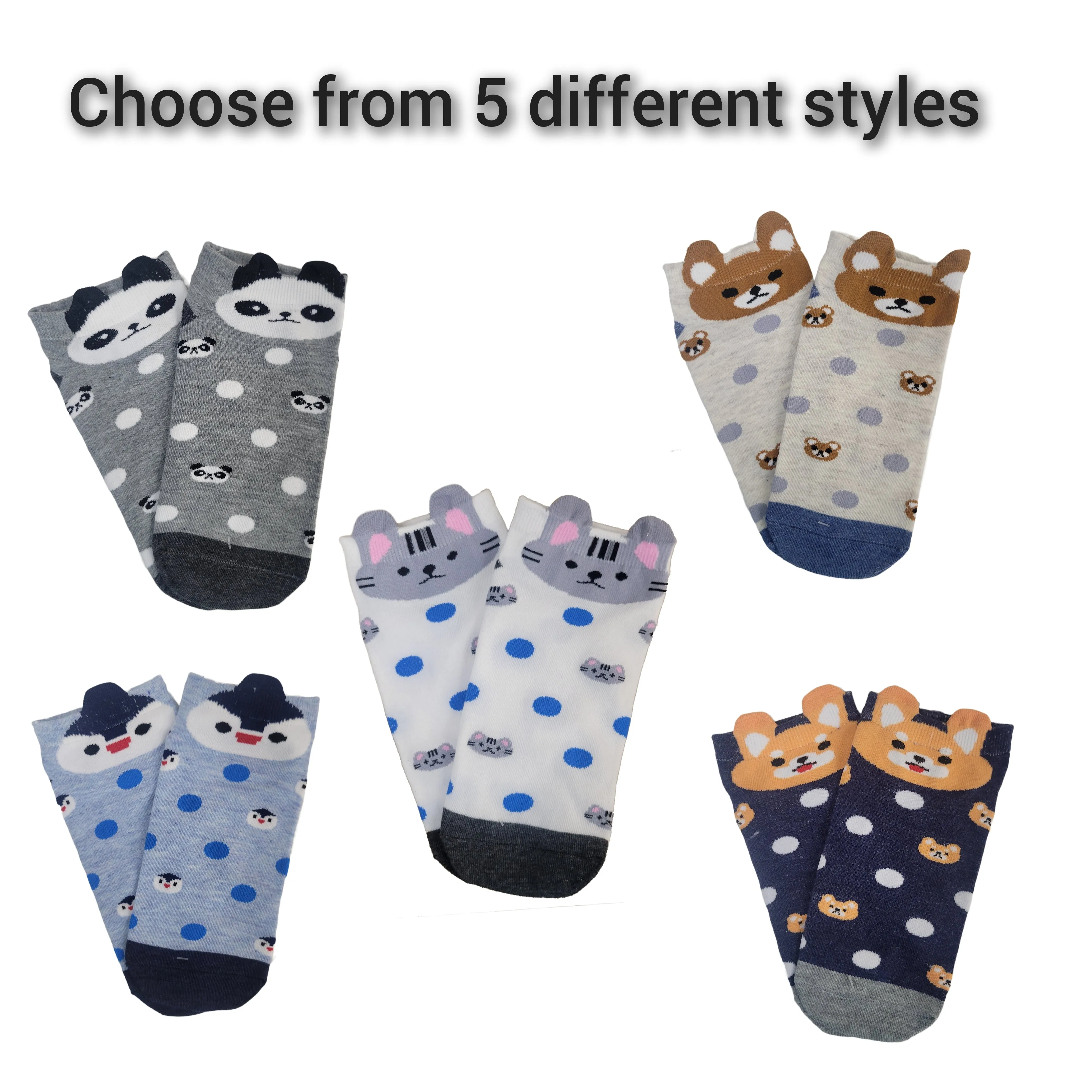 Adorable Animal Ankle Socks (Adult Medium - Women's Shoe Sizes 5-10)