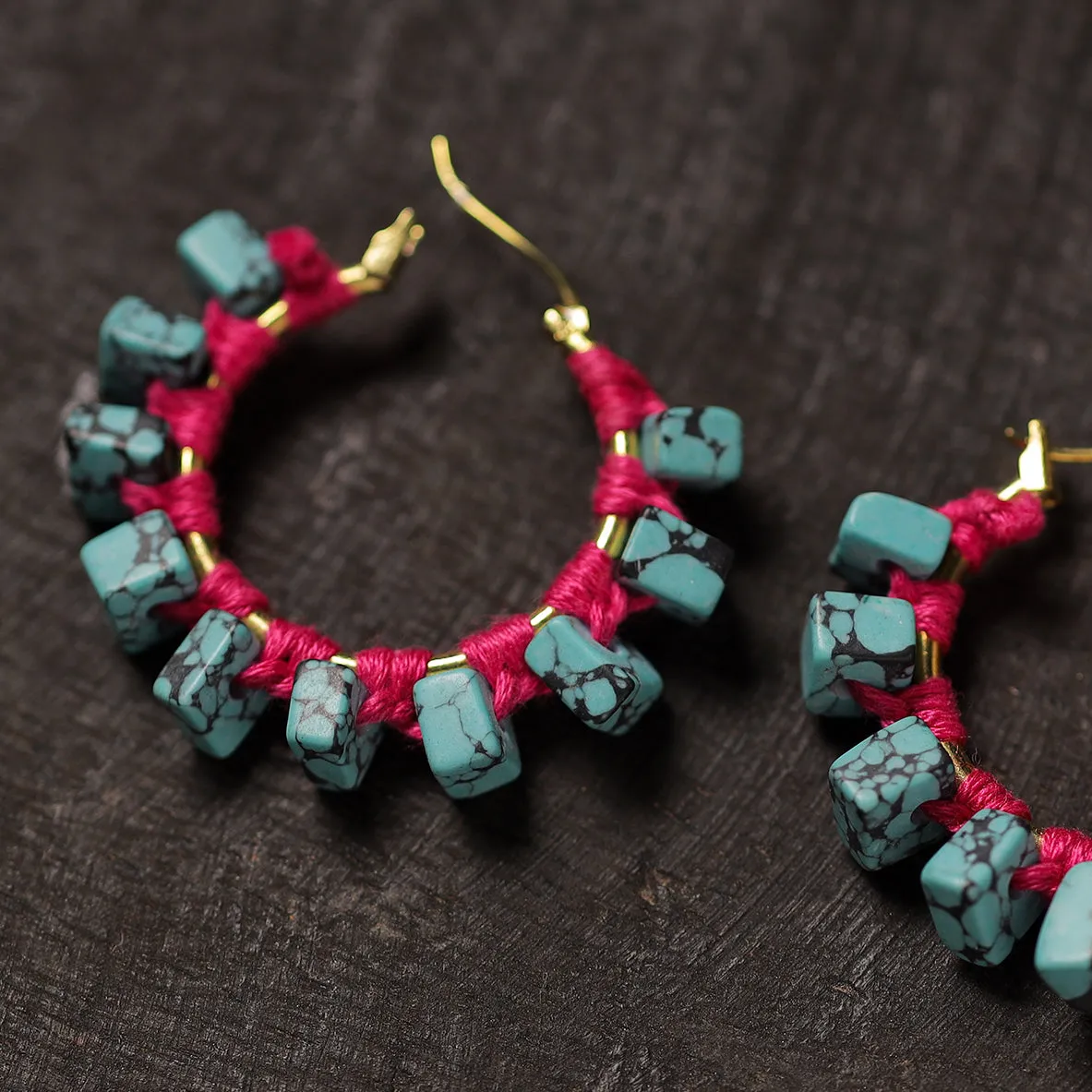 Afreen Handmade Thread & Stone Work Earrings 09