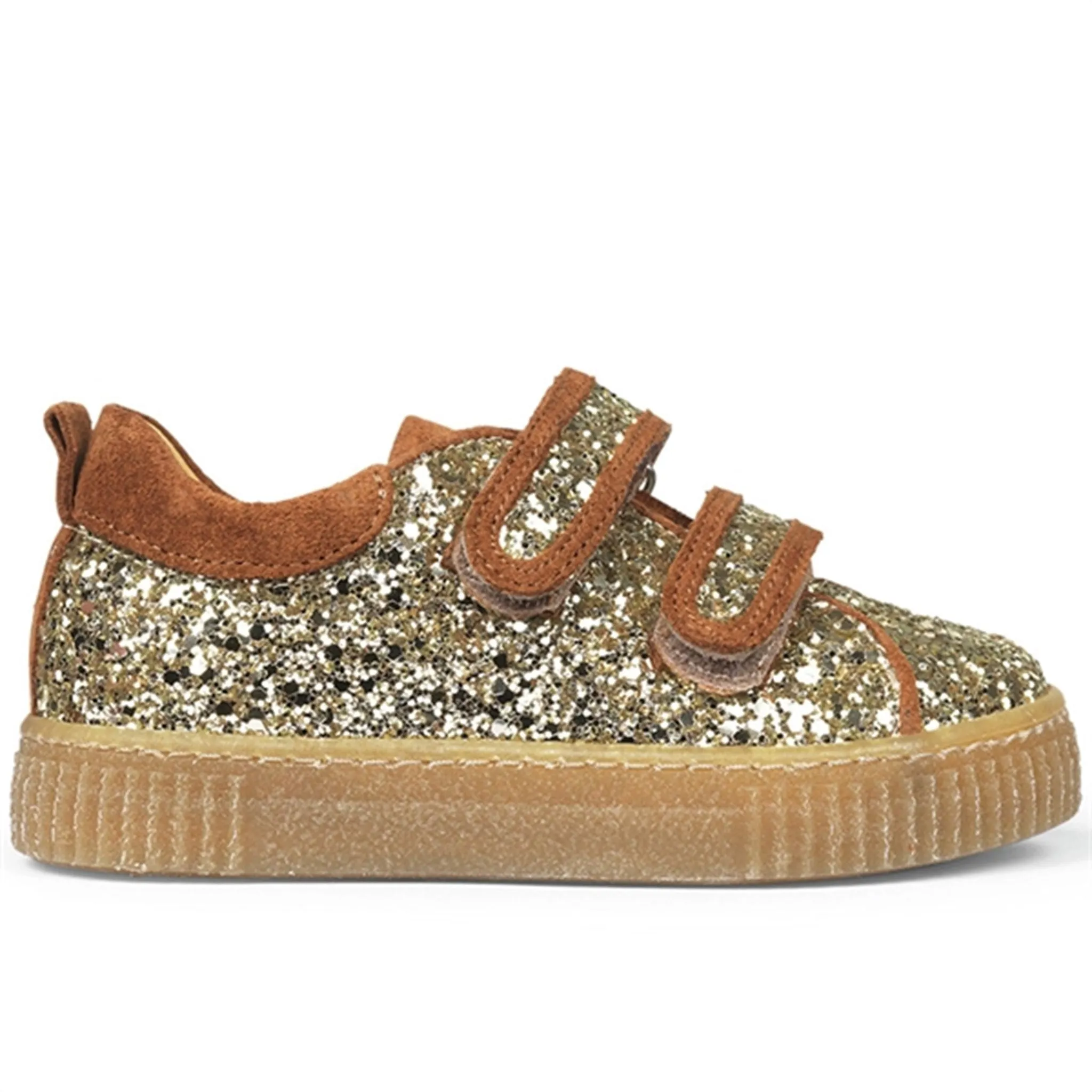 Angulus Sneakers w Velcro Champagne Glitter/Cognac