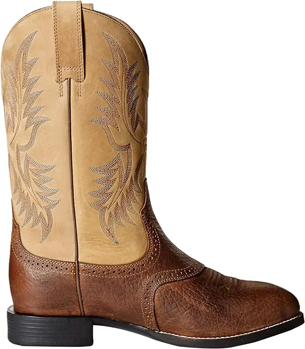 Ariat® Men's Heritage Stockman Tumbled Brown Beige Cowboy Boots