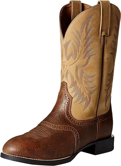 Ariat® Men's Heritage Stockman Tumbled Brown Beige Cowboy Boots