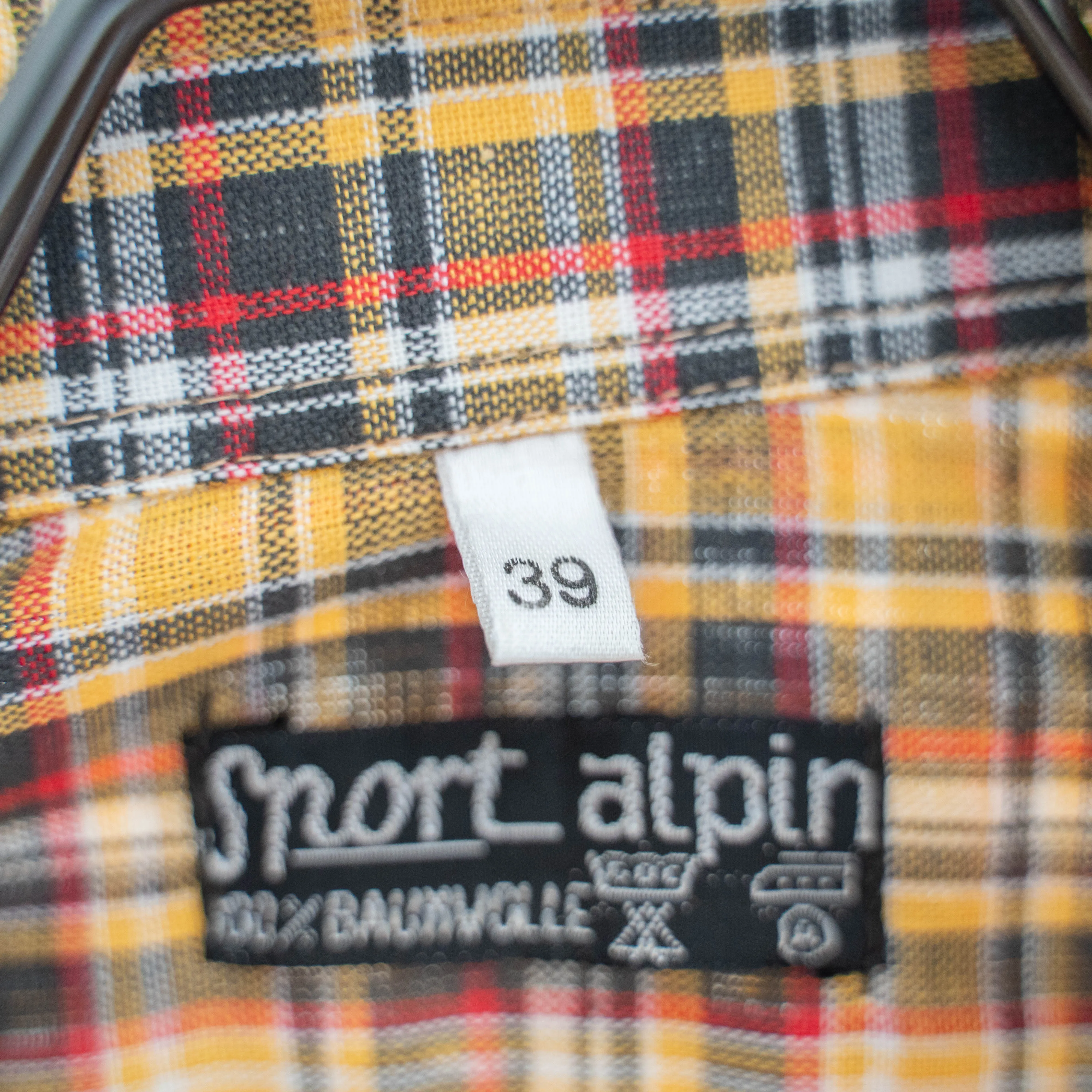 around 1960s Germany yellow × black checked short sleeve shirt 'dead stock'