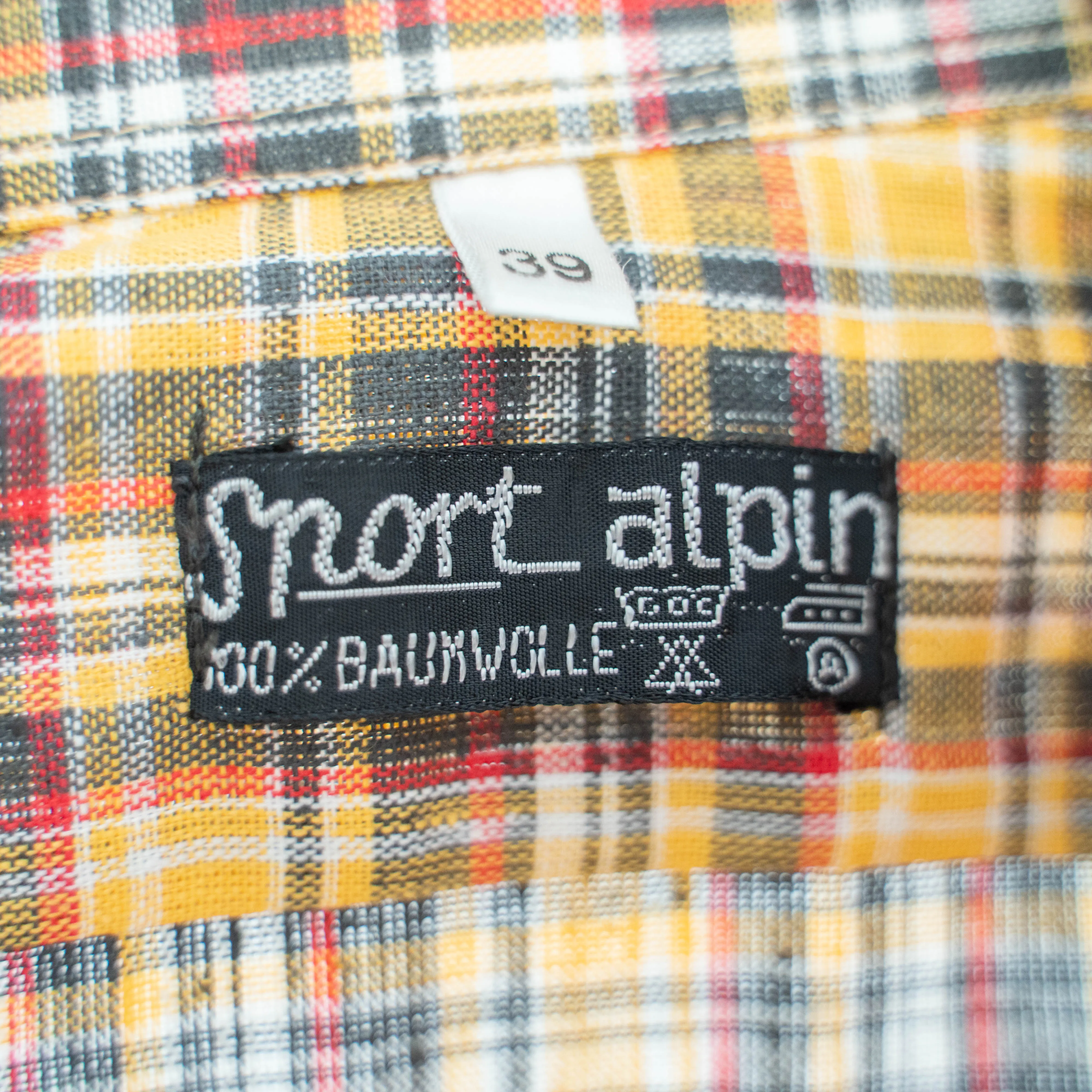 around 1960s Germany yellow × black checked short sleeve shirt 'dead stock'