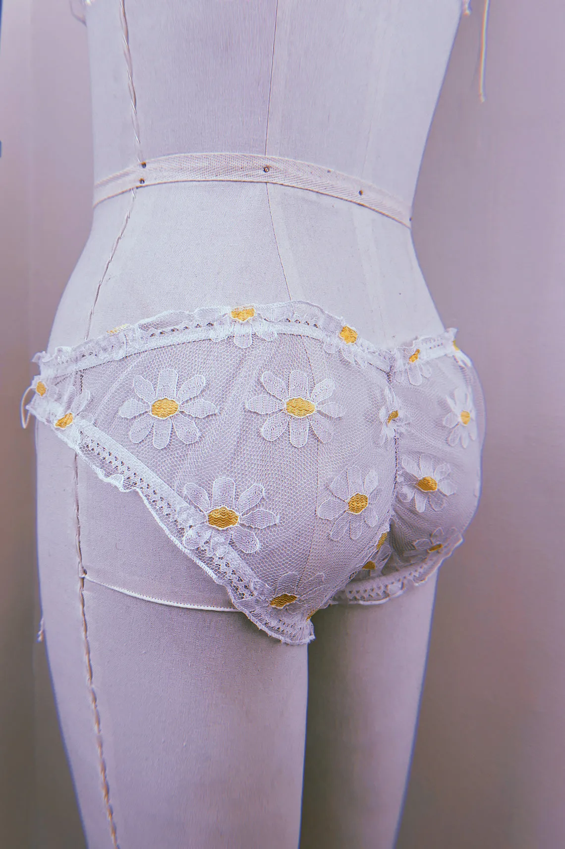 BACK IN STOCK! Anaphora Panty in Sheer Upcycled Vintage Daisy Tulle Mesh