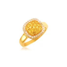 Bellagio Collection Yellow Sapphire Pave Square Yellow Gold Ring