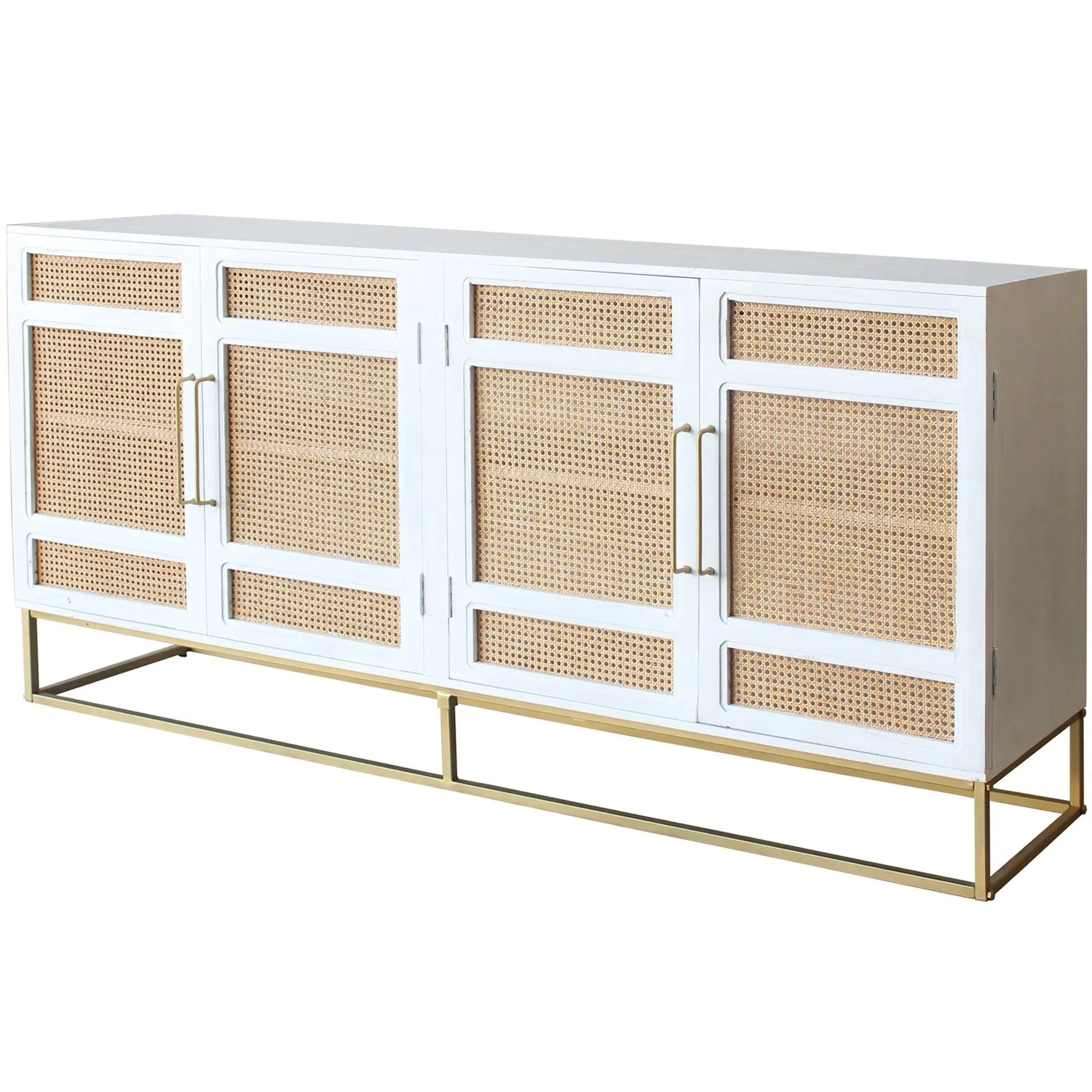 Biscayne White 4-Door Cane Cabinet