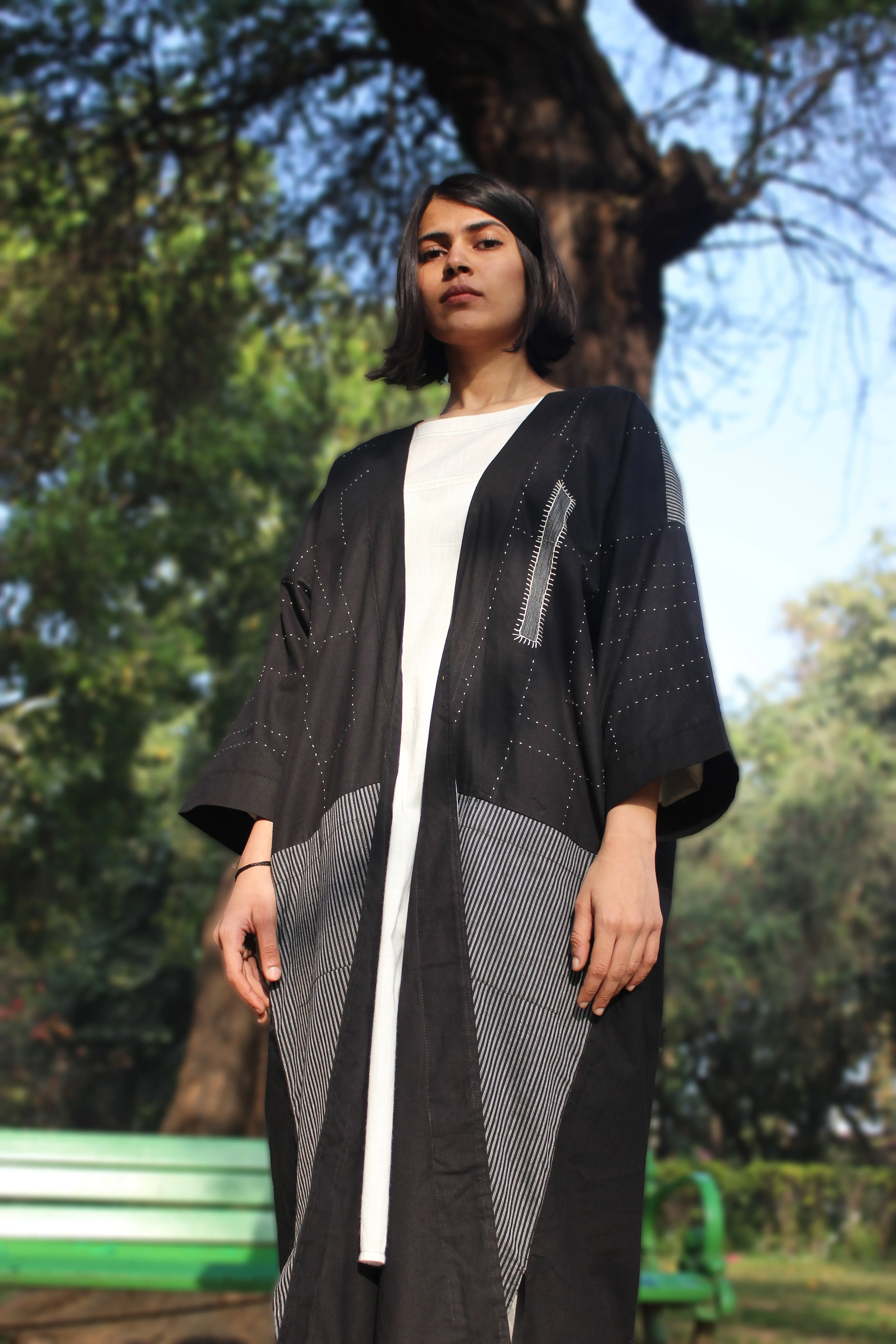 Black & Grey Kimono Overlay