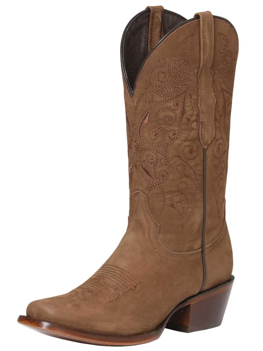 Botas Vaqueras Rodeo Clasicas de Piel Nobuck para Mujer 'El General' - ID: 122488