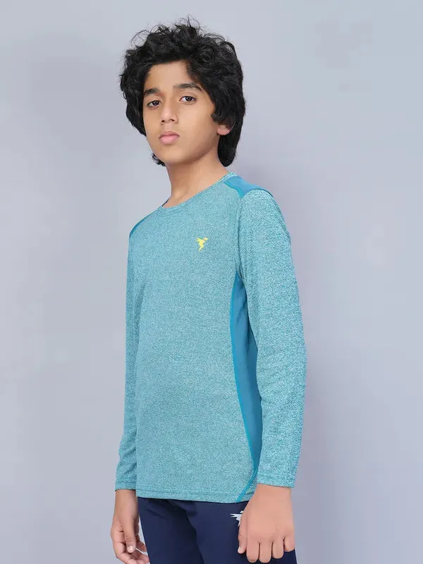 Boys Melange Slim Fit Crew Neck T-shirt with DOUBLE COOL