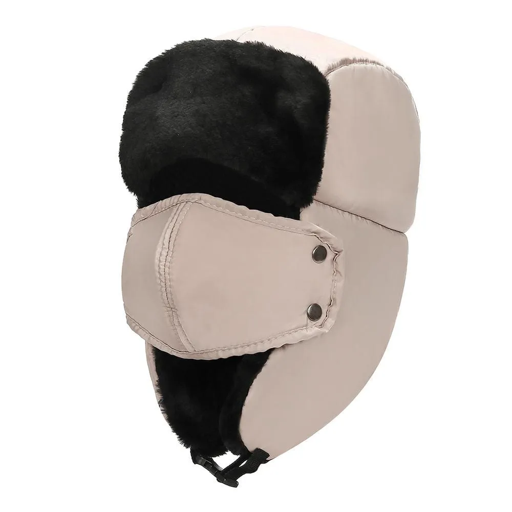 BravemanÂ Unisex Trapper Eskimo Fur-Lined Winter Hunting Hat with Ear Flaps and Removable Mask