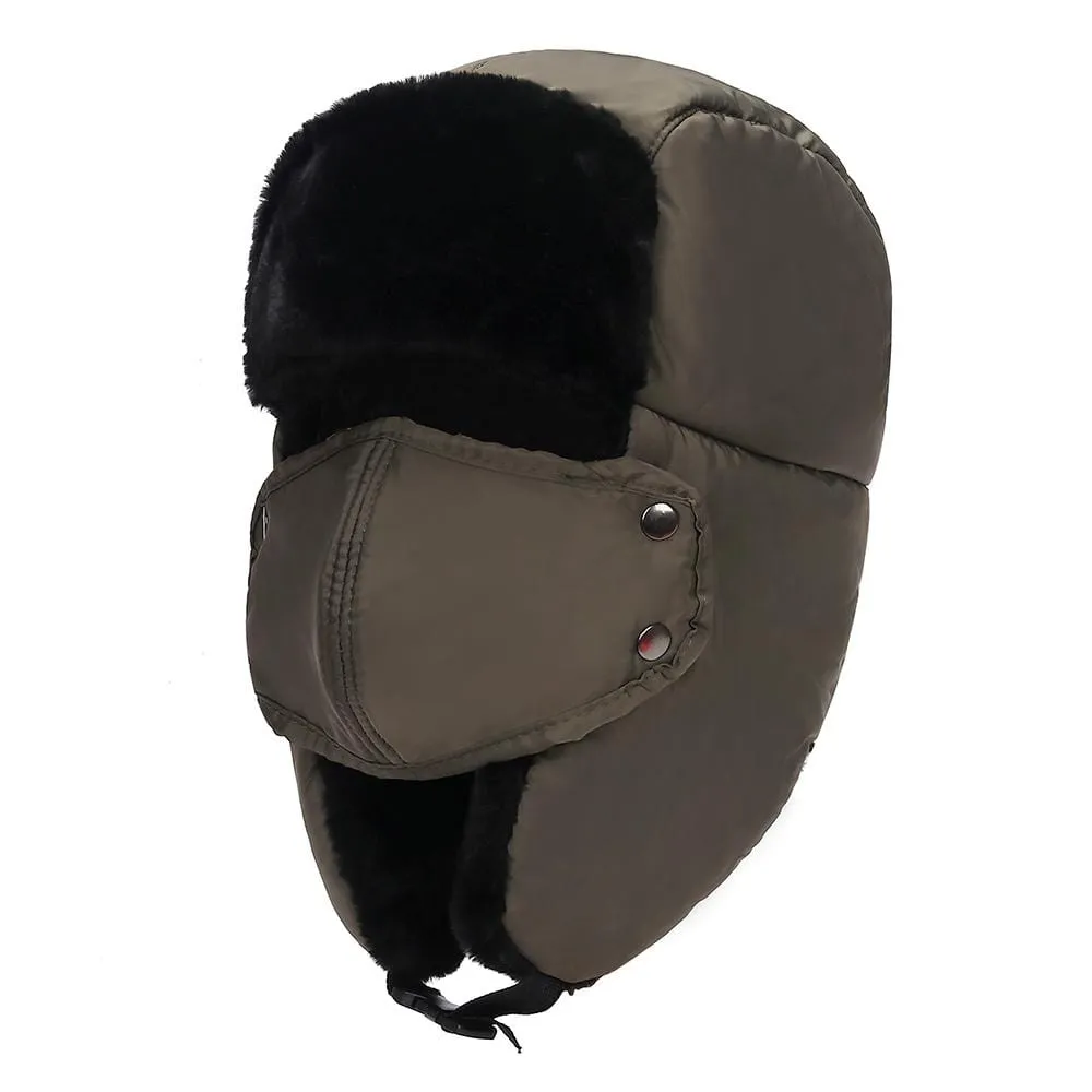 BravemanÂ Unisex Trapper Eskimo Fur-Lined Winter Hunting Hat with Ear Flaps and Removable Mask