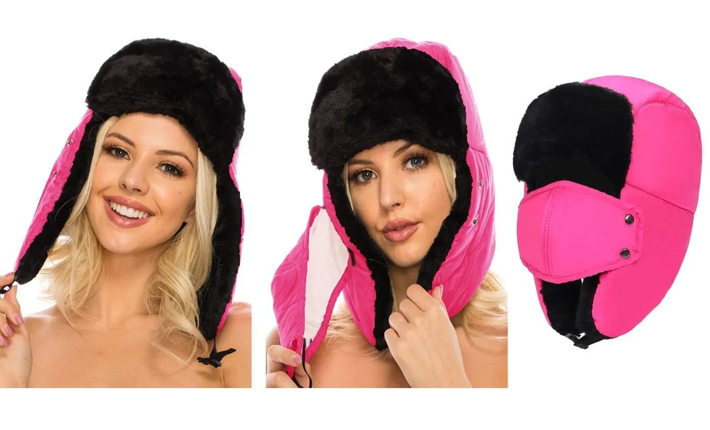 BravemanÂ Unisex Trapper Eskimo Fur-Lined Winter Hunting Hat with Ear Flaps and Removable Mask