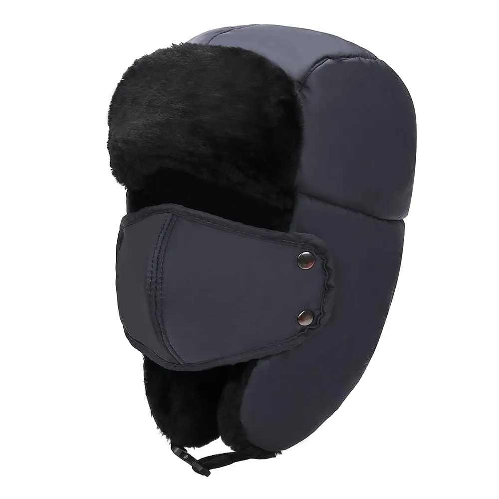 BravemanÂ Unisex Trapper Eskimo Fur-Lined Winter Hunting Hat with Ear Flaps and Removable Mask