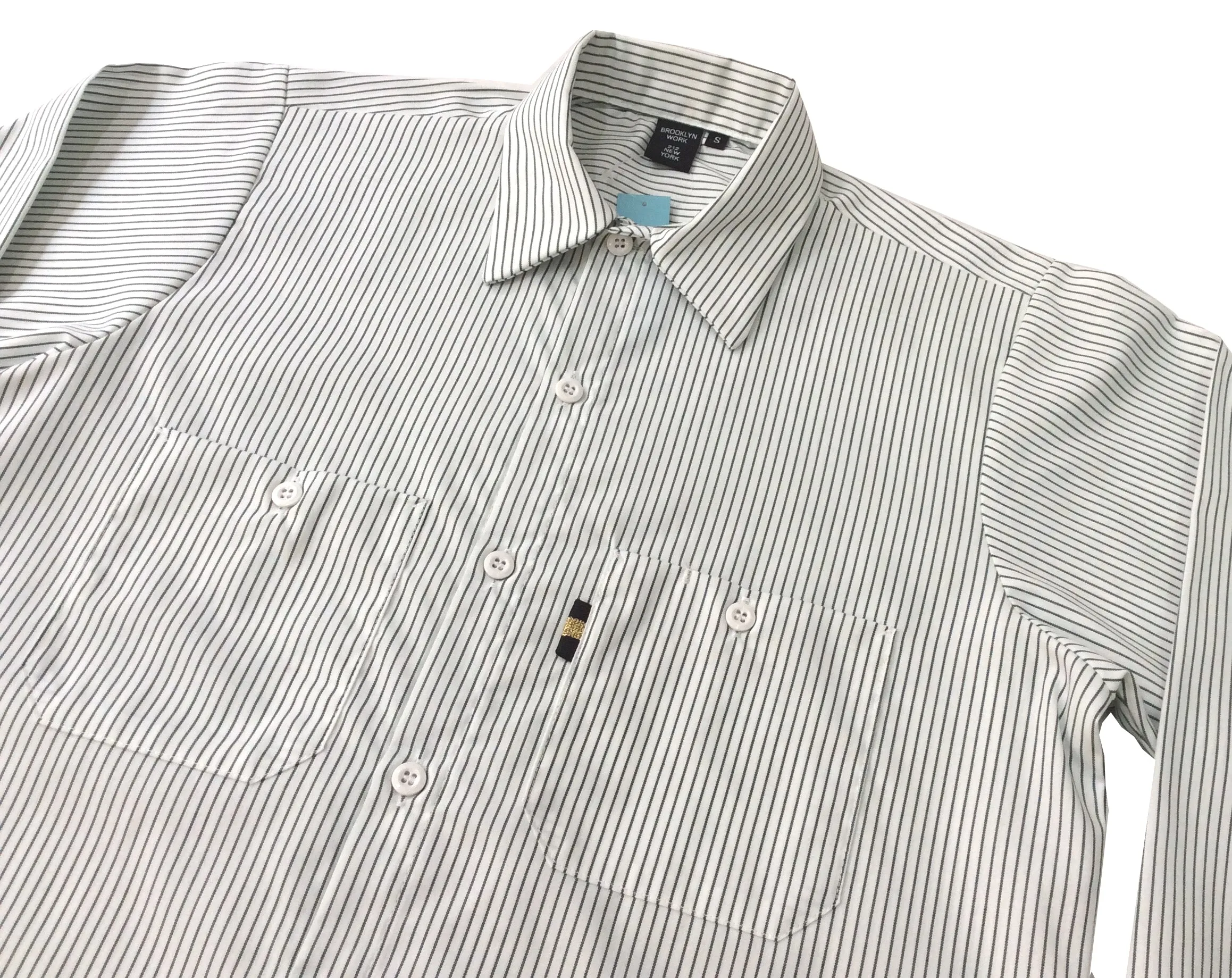 Brooklyn Work Striped Ribbon L/S Shirt White