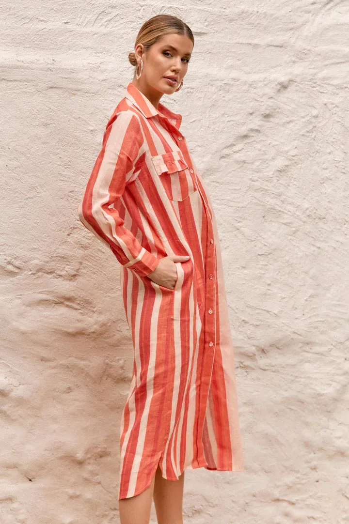 Carly stripe Linen dress