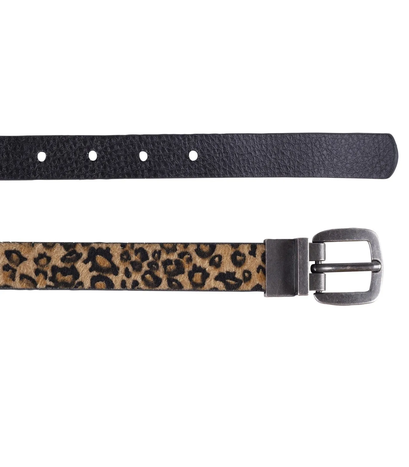 Ceinture Femme 2 en 1 noir et léopard