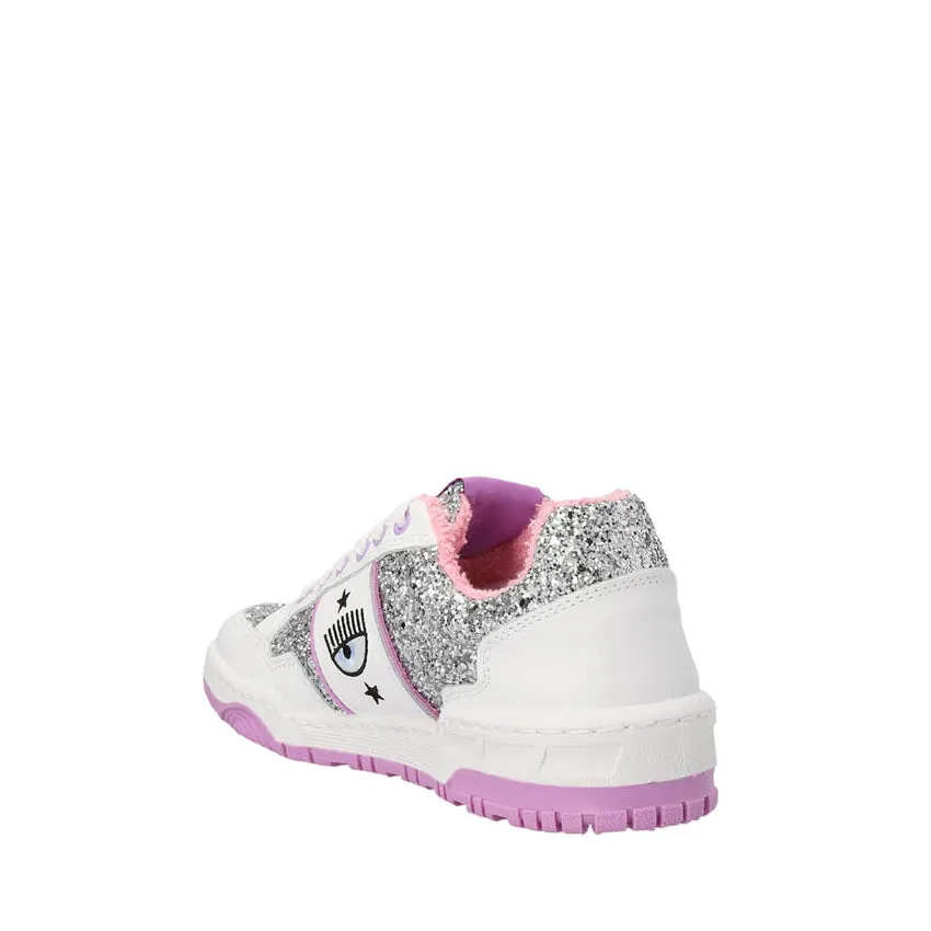 CHIARA FERRAGNI SNEAKERS CF3001 GLITTER ARGENTO-VIOLA