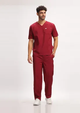 Classic Men's V-Neck (Maroon) Plus Size Scrub