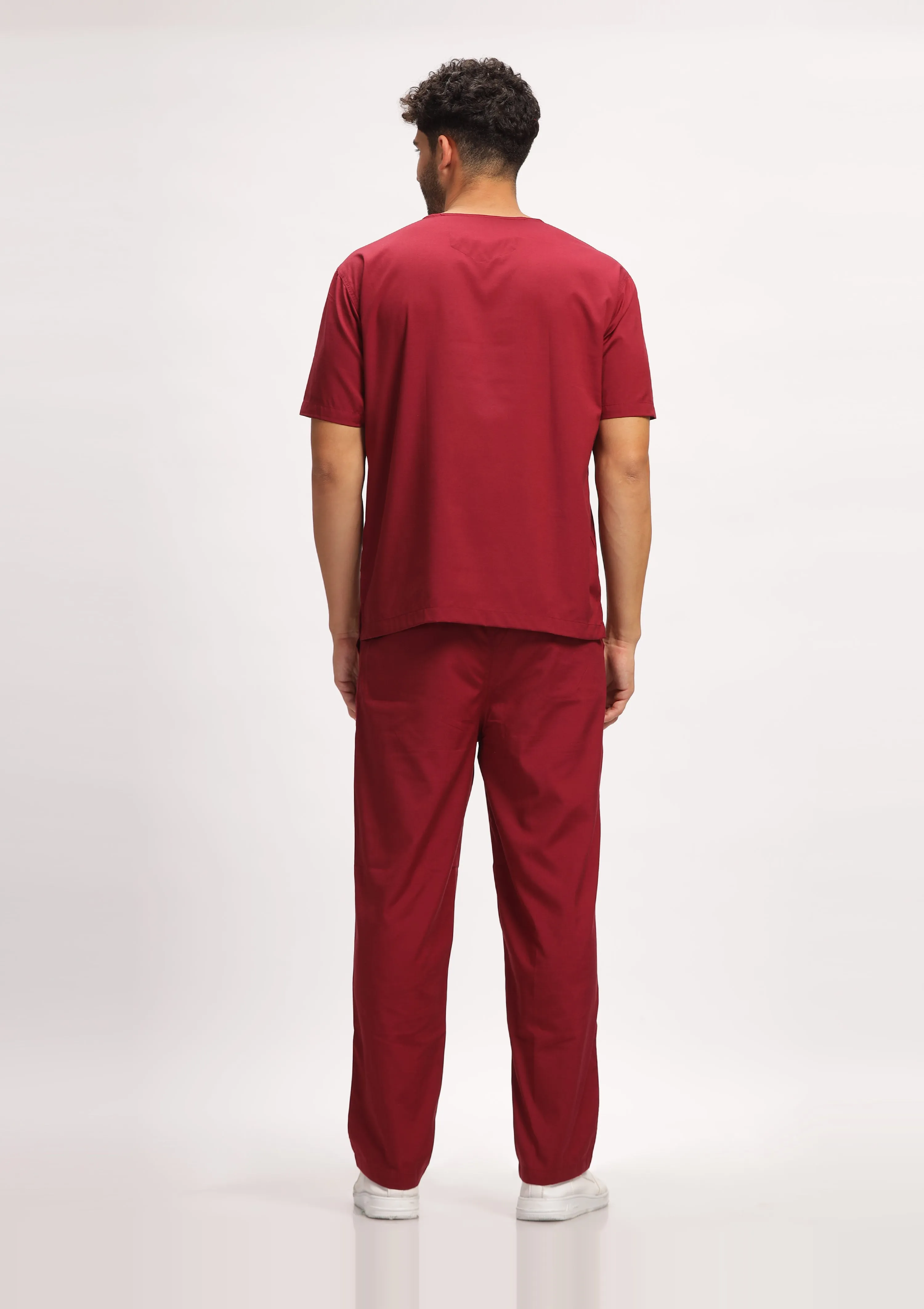 Classic Men's V-Neck (Maroon) Plus Size Scrub