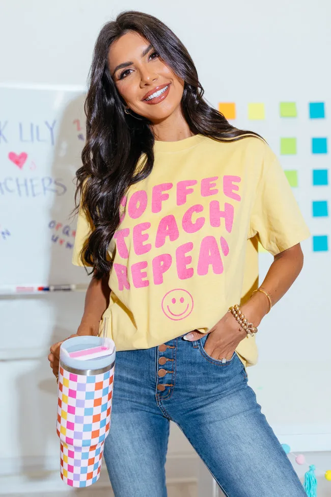 Coffee Teach Repeat Mustard Oversized Graphic Tee