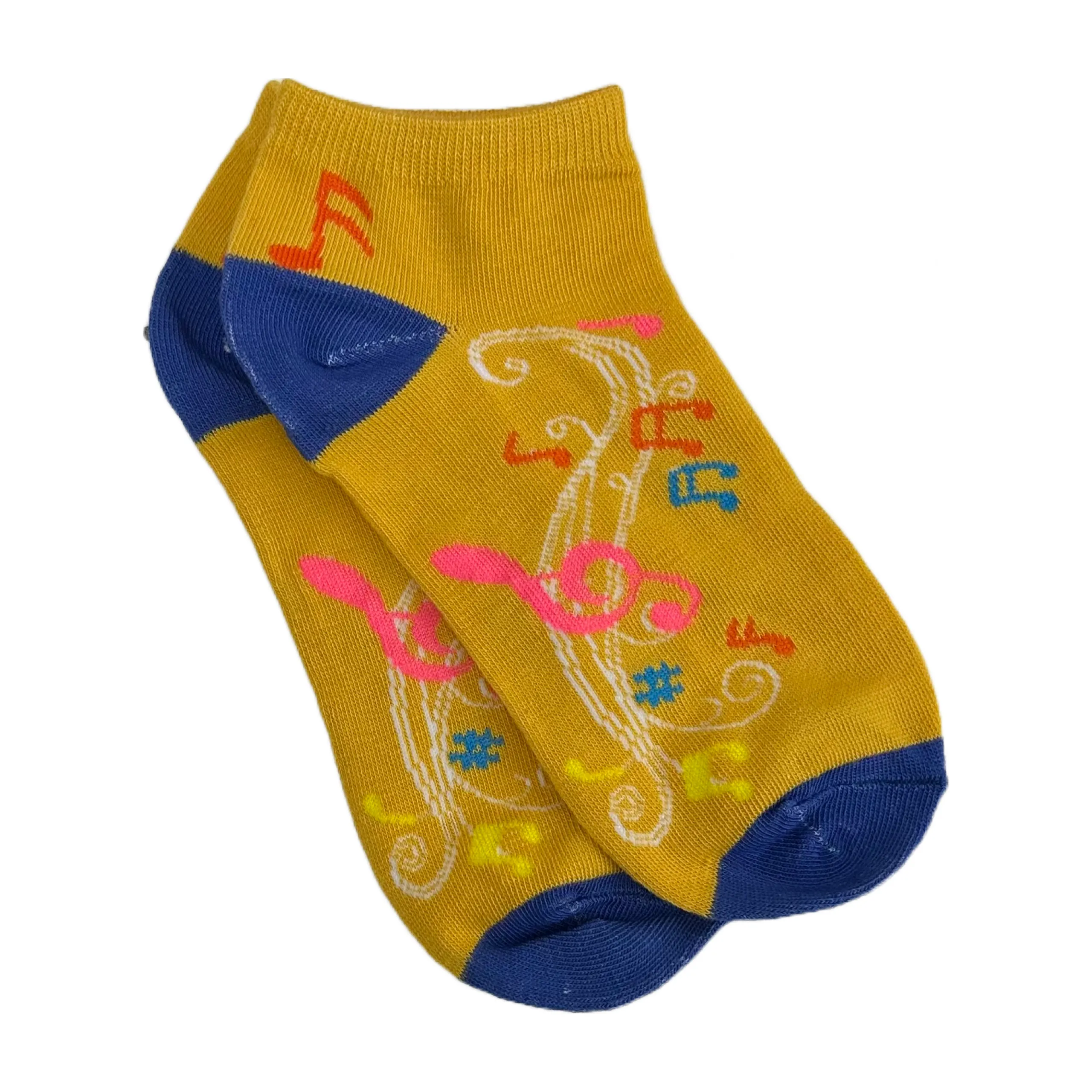 Colorful Music Note Pattern Ankle Socks (Adult Medium - Women's Shoe Sizes 5-10)