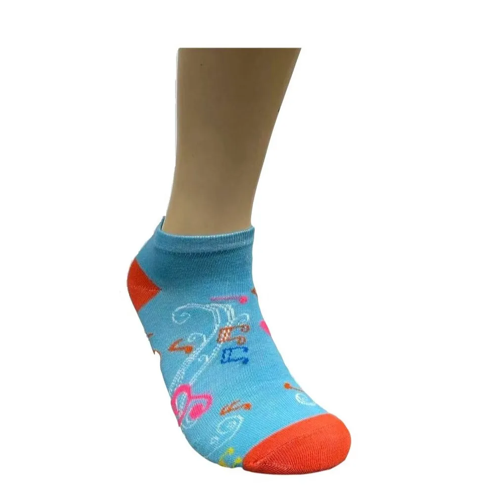 Colorful Music Note Pattern Ankle Socks (Adult Medium - Women's Shoe Sizes 5-10)