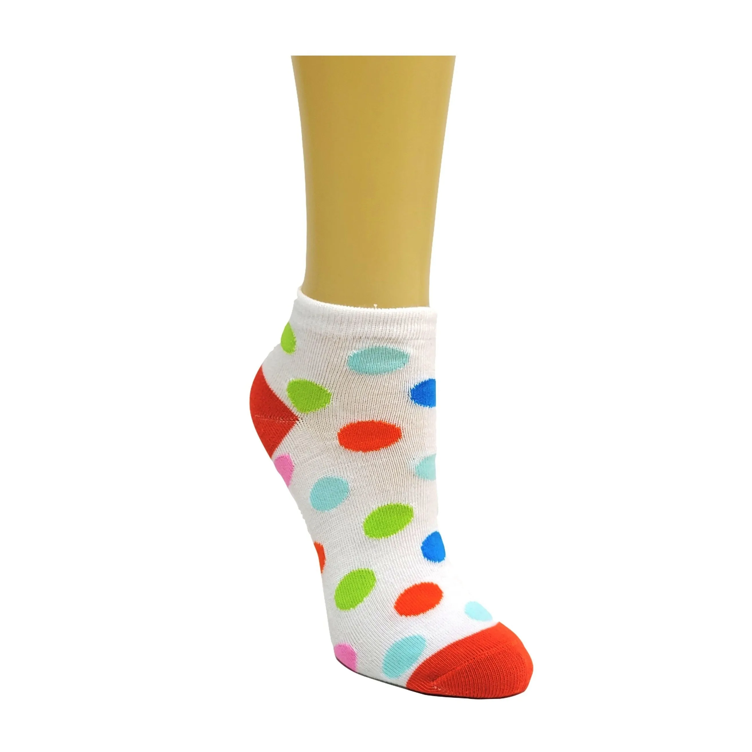 Colorful Polka Dot Patterned Ankle Socks (Adult Medium - Women's Shoe Sizes 5-10)