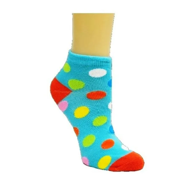 Colorful Polka Dot Patterned Ankle Socks (Adult Medium - Women's Shoe Sizes 5-10)