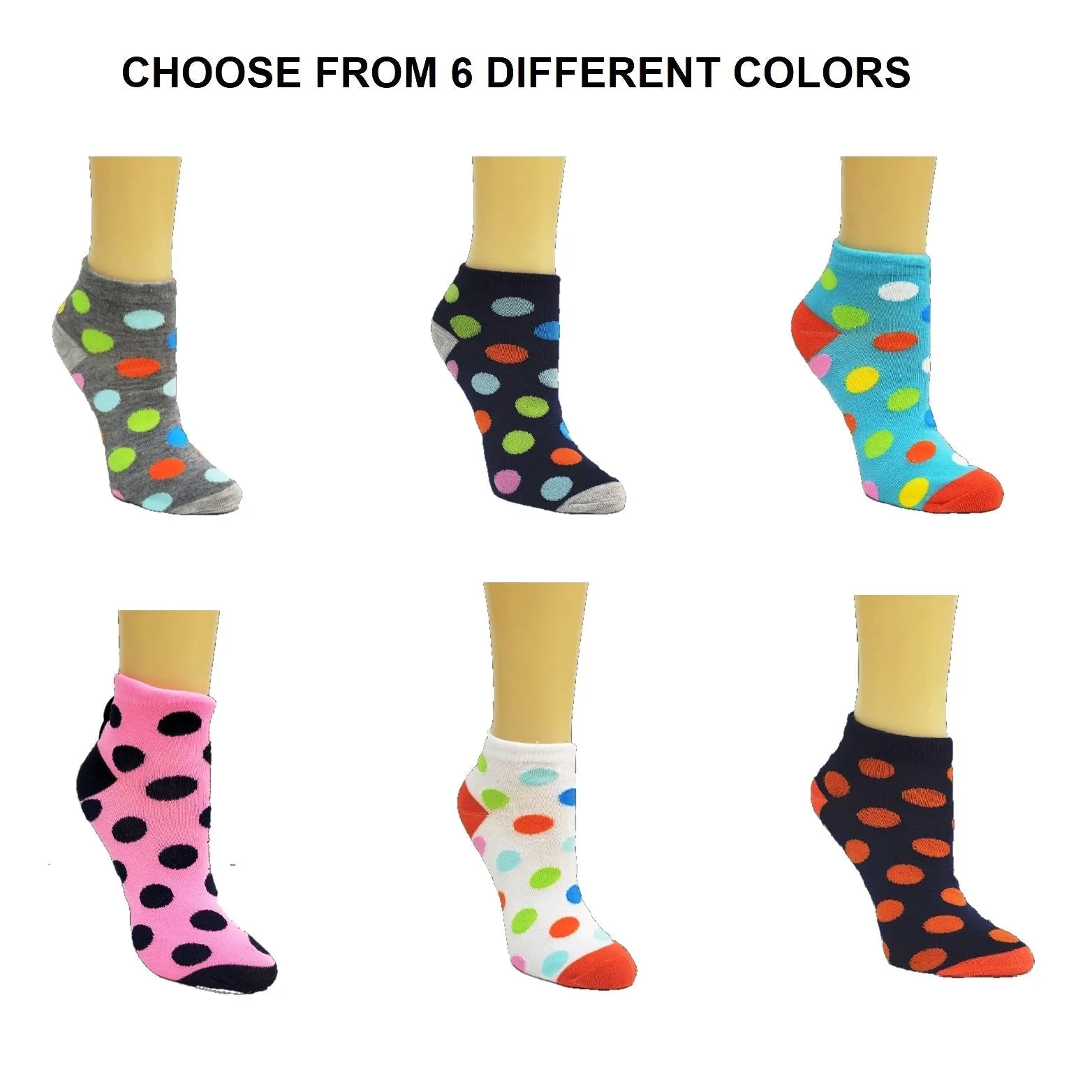 Colorful Polka Dot Patterned Ankle Socks (Adult Medium - Women's Shoe Sizes 5-10)