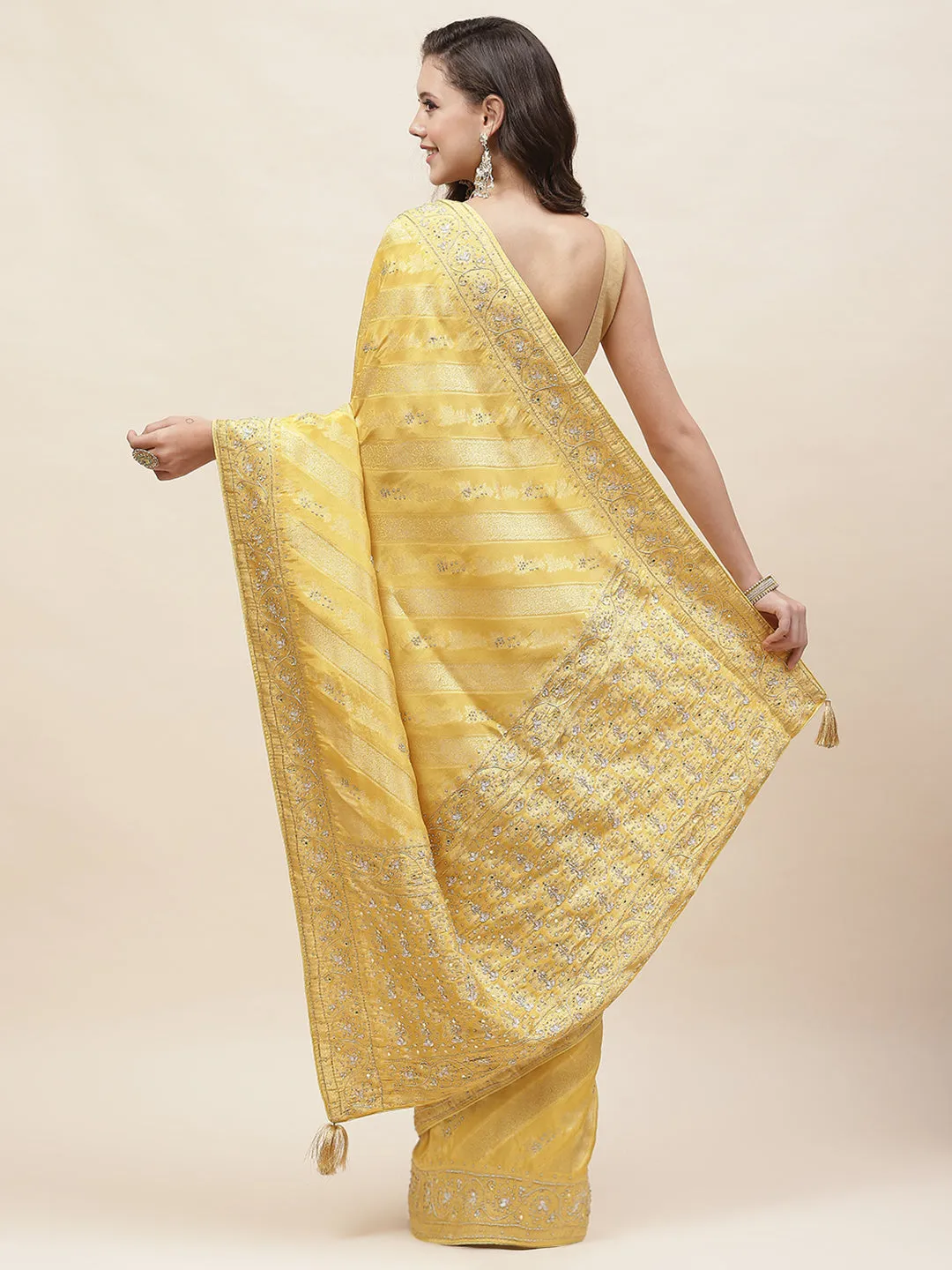 Cutdana Embroidery Banarasi Saree