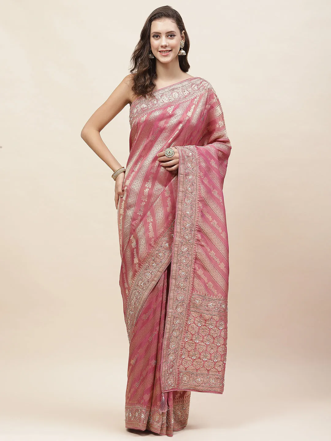 Cutdana Embroidery Banarasi Saree