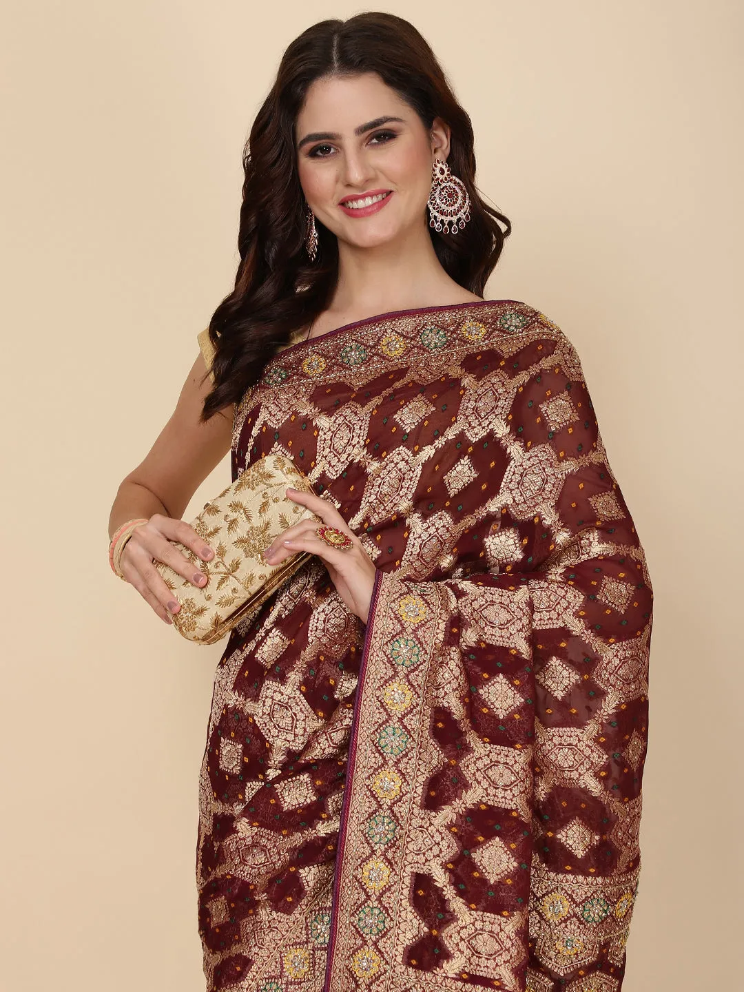 Cutdana Embroidery Georgette Saree