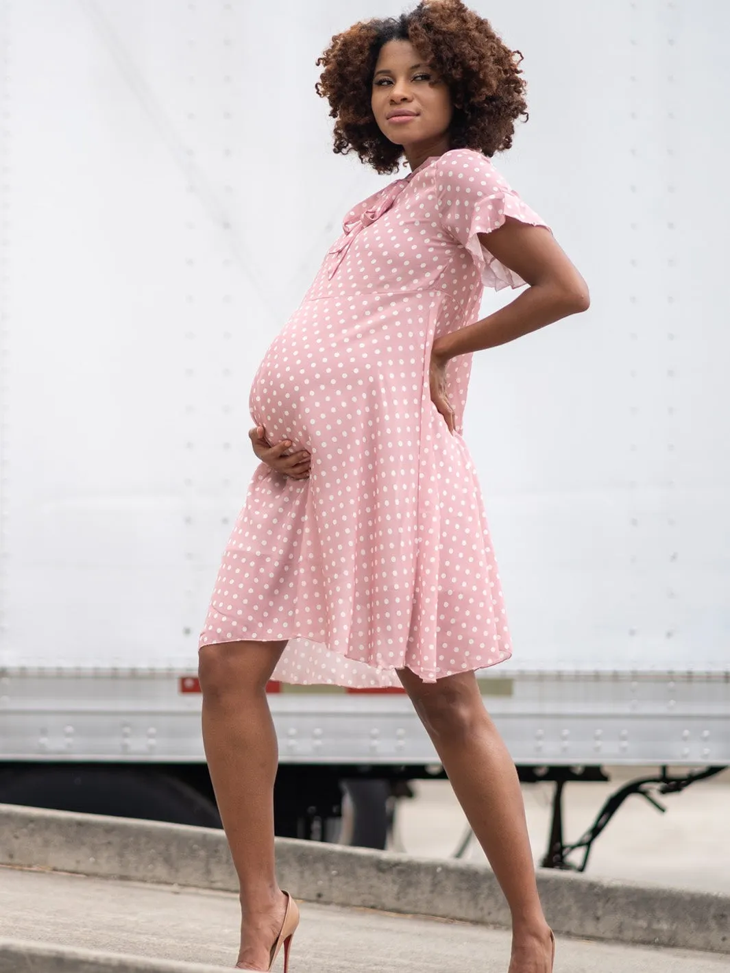 Dot You Mama Dress - Pink - FINAL SALE