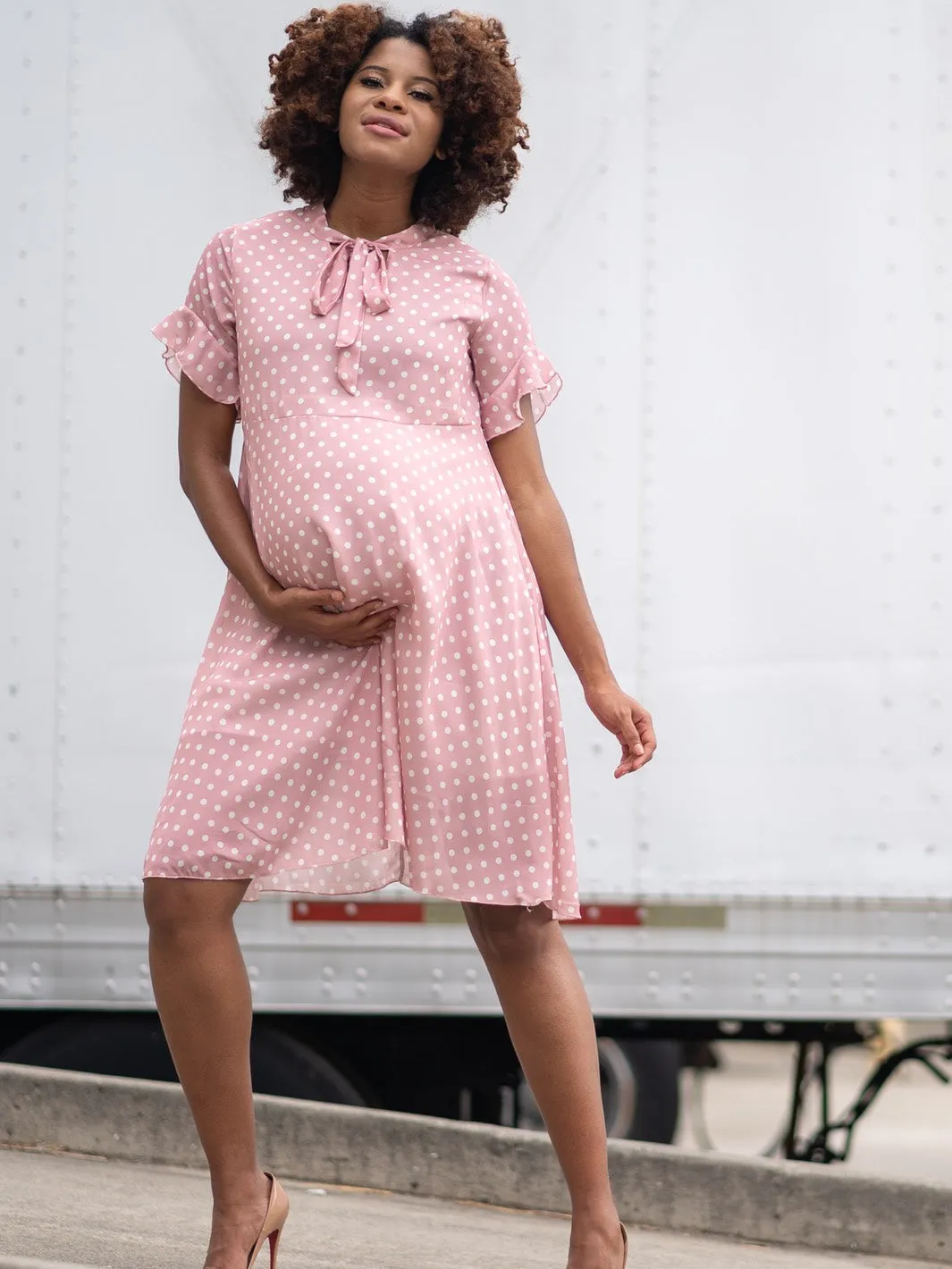 Dot You Mama Dress - Pink - FINAL SALE