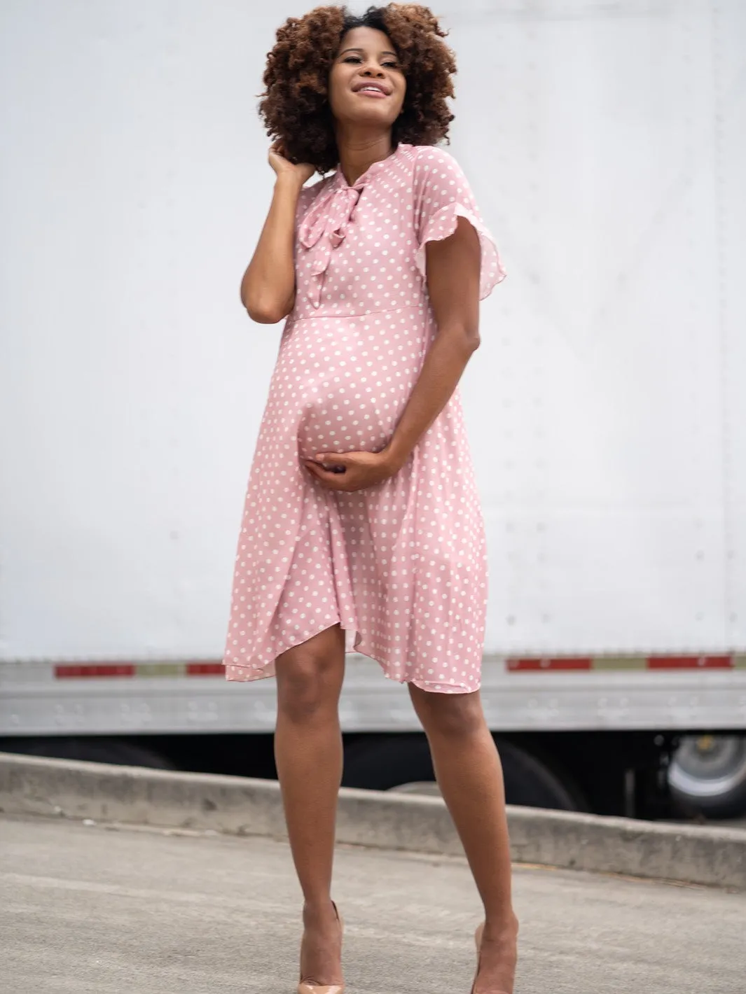 Dot You Mama Dress - Pink - FINAL SALE