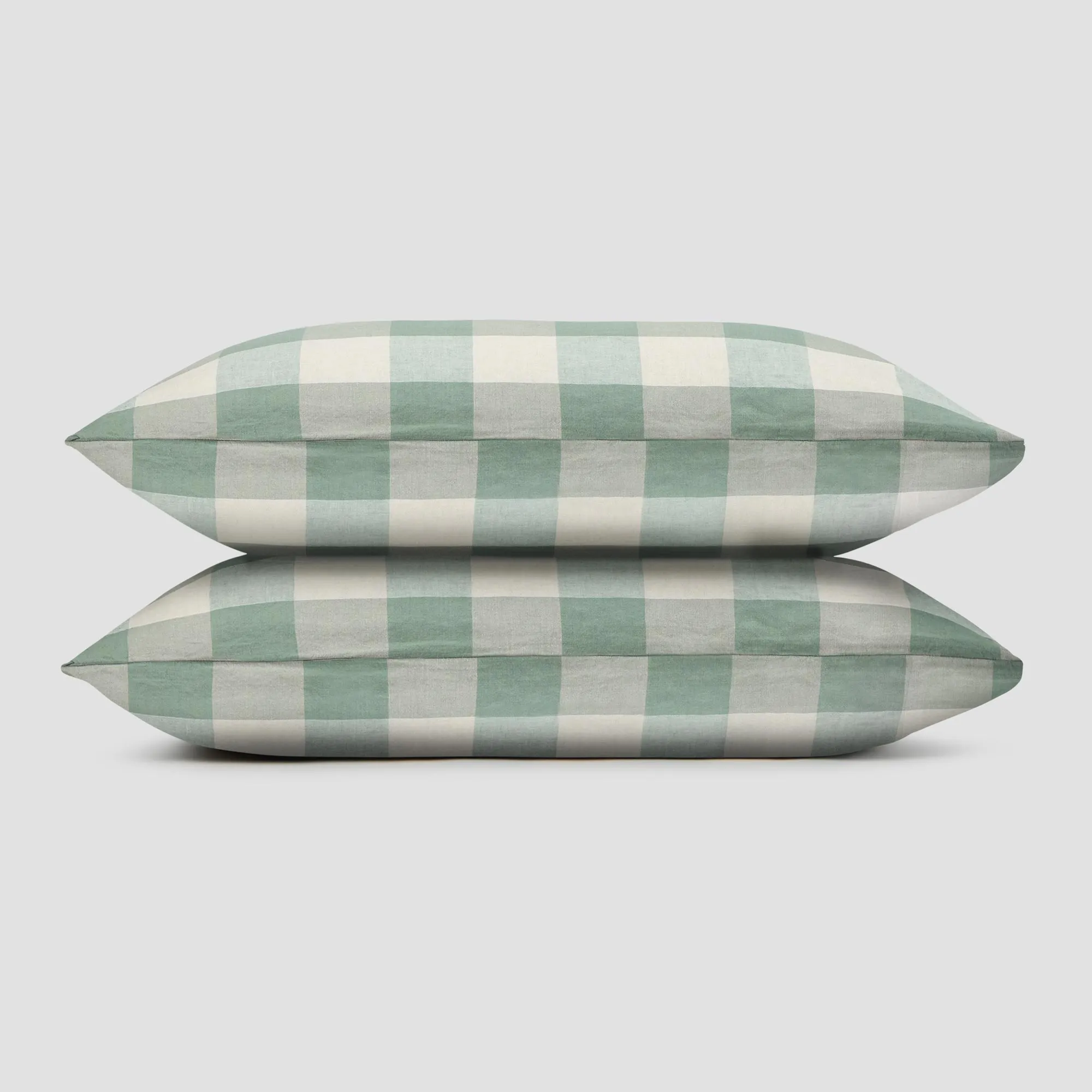 Elm Green Emsworth Check Linen Blend Pillowcase (Pair)