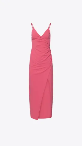 Faux Wrap String Slit Dress - Azalea