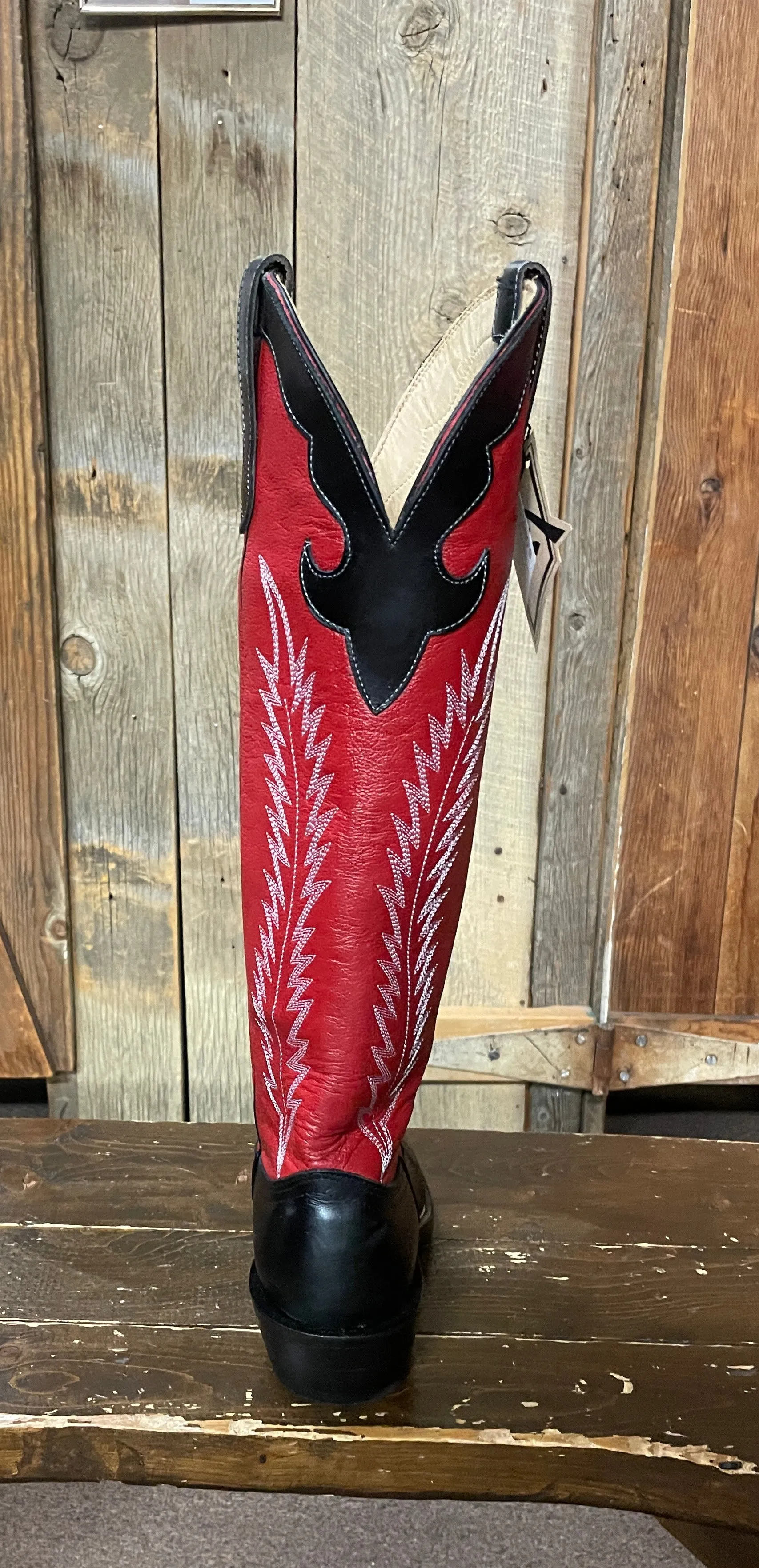 Fengolio Solano® Buckaroo Red Full Grain Leather Tall Top Cowboy Boots