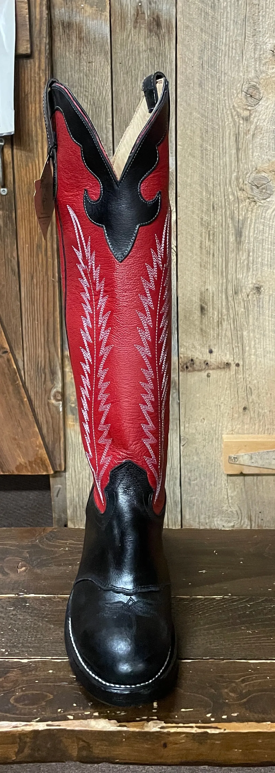 Fengolio Solano® Buckaroo Red Full Grain Leather Tall Top Cowboy Boots