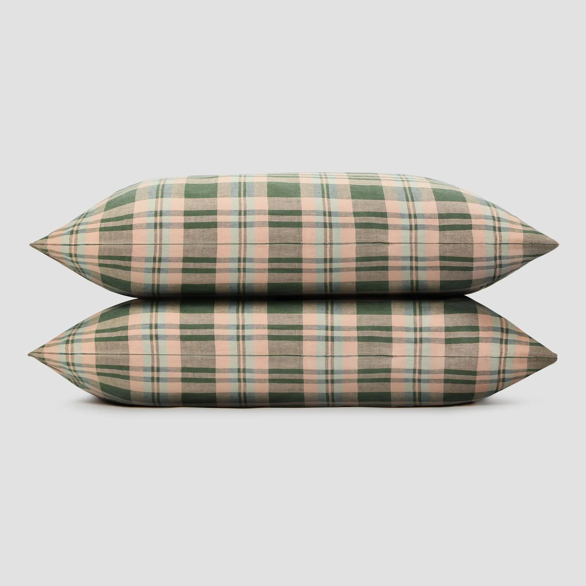 Fern Green Dallington Check Linen Blend Pillowcase (Pair)