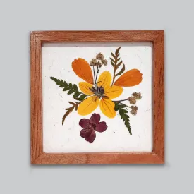 Flower Pressed Coaster Square (Yellow Flower)