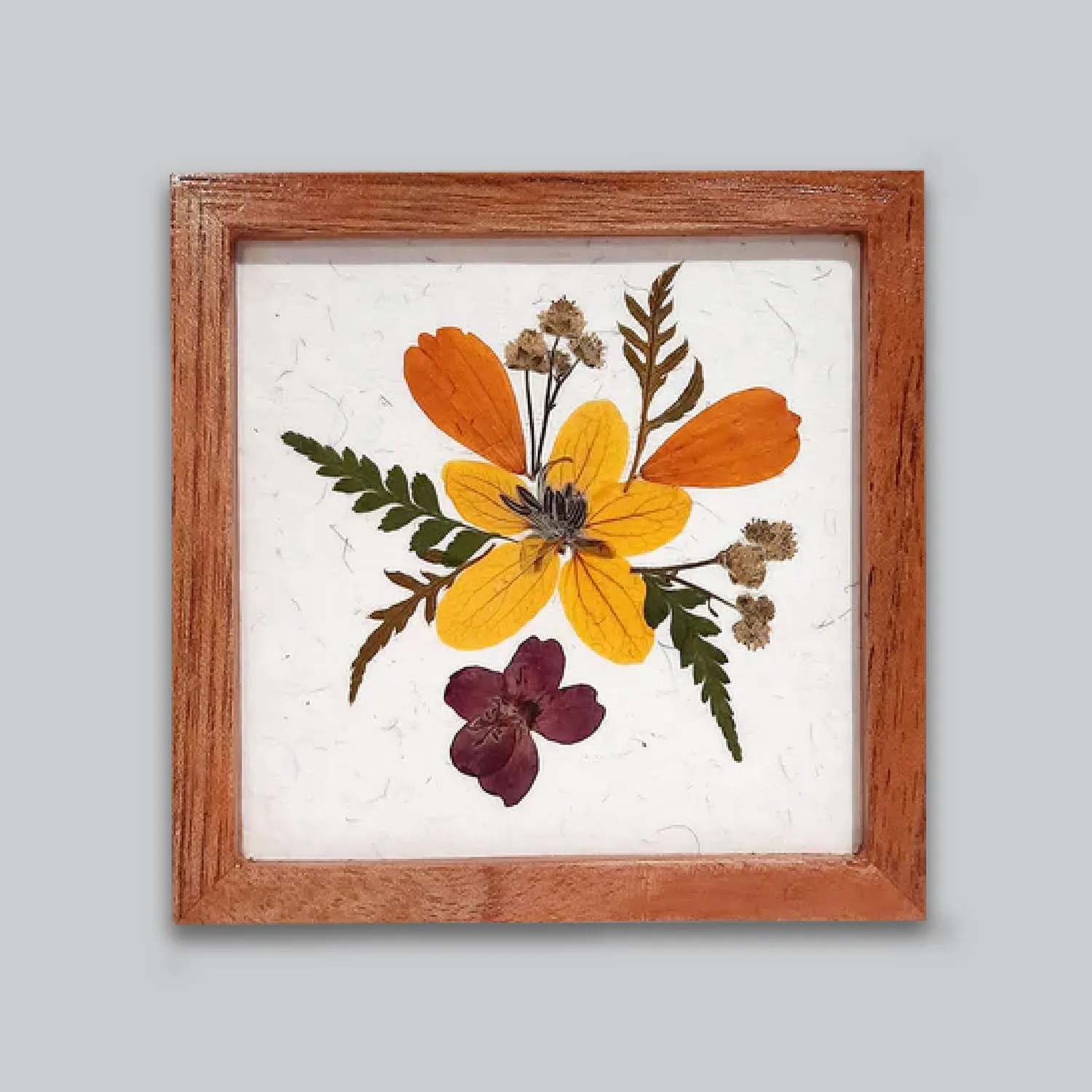 Flower Pressed Coaster Square (Yellow Flower)