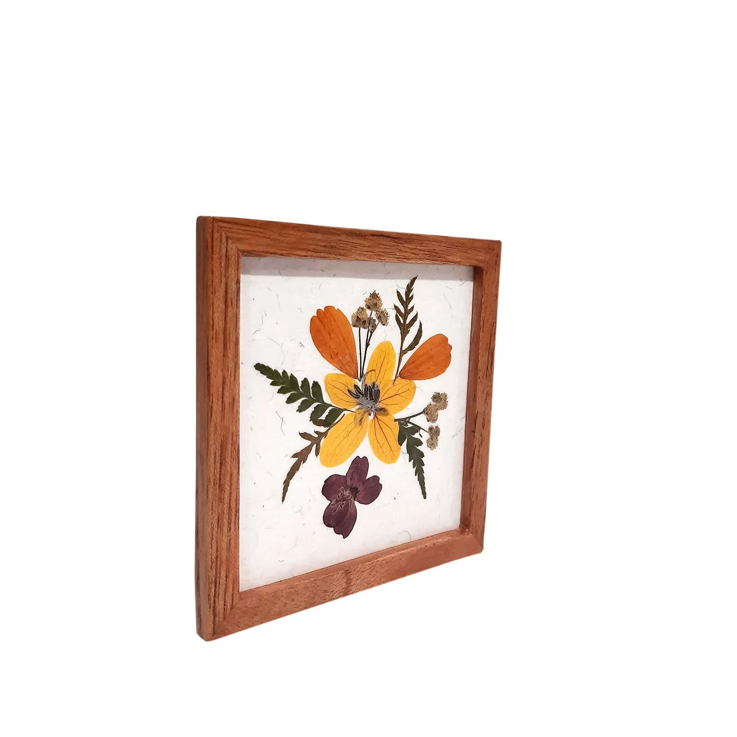 Flower Pressed Coaster Square (Yellow Flower)