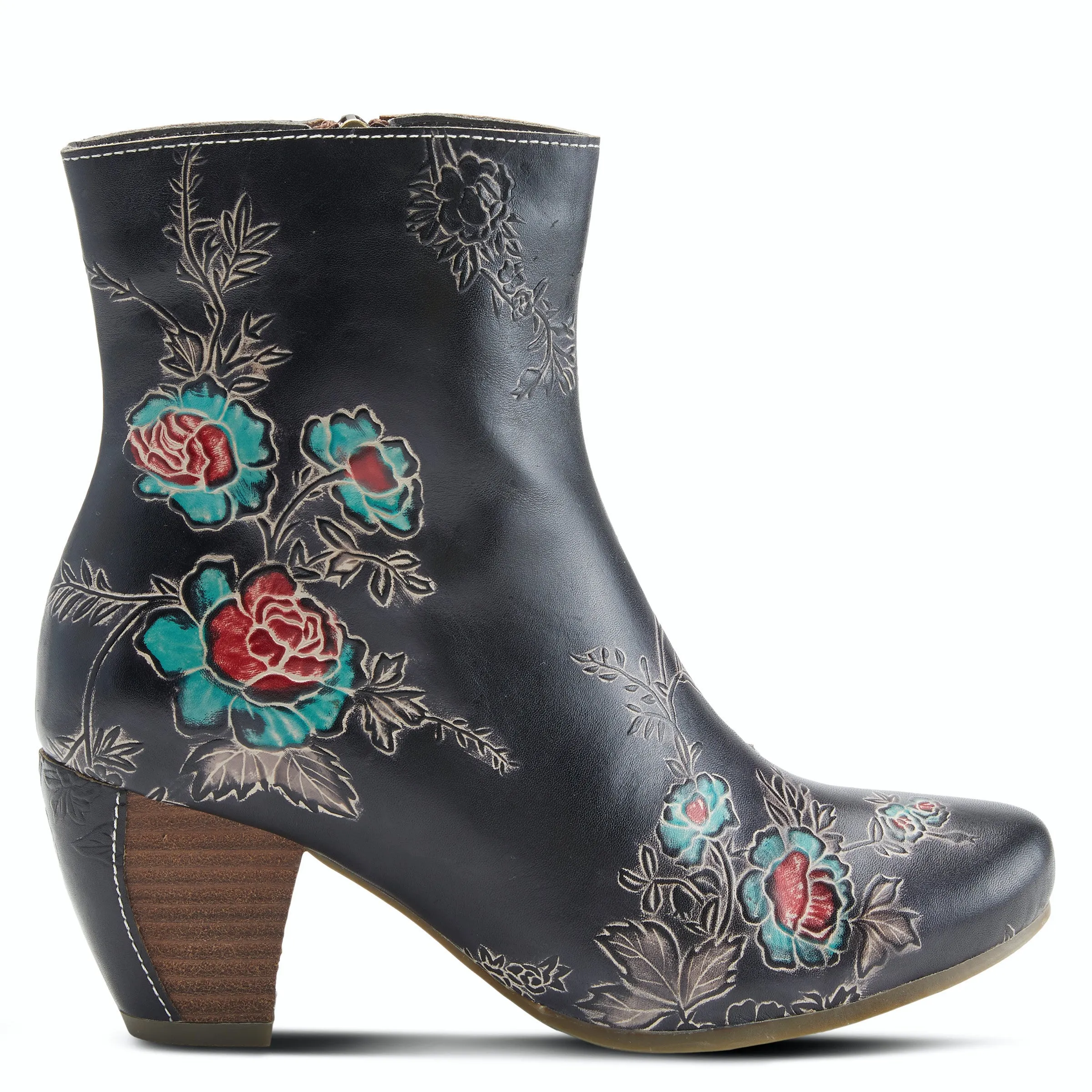 Folka Hand Painted Floral Boot in Black CLOSEOUTS